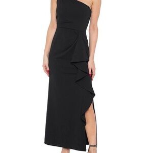 Black One-Shoulder Dress with Ruffle